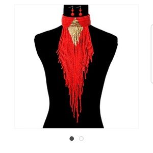 Beaded Statement Necklace w/ earrings & bracelets